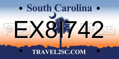 EX8I742 South Carolina License Plate