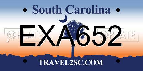 EXA652 South Carolina License Plate