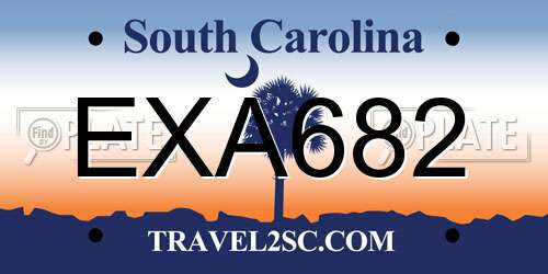 EXA682 South Carolina License Plate