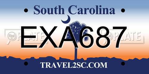 EXA687 South Carolina License Plate