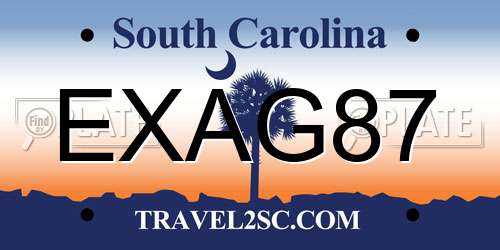 EXAG87 South Carolina License Plate
