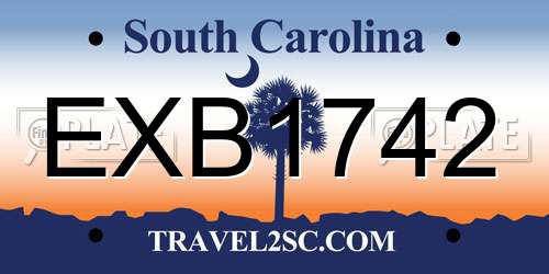 EXB1742 South Carolina License Plate
