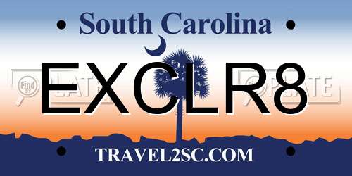 EXCLR8 South Carolina License Plate