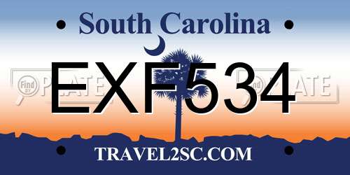 EXF534 South Carolina License Plate