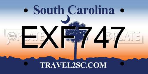EXF747 South Carolina License Plate
