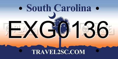 EXG0136 South Carolina License Plate