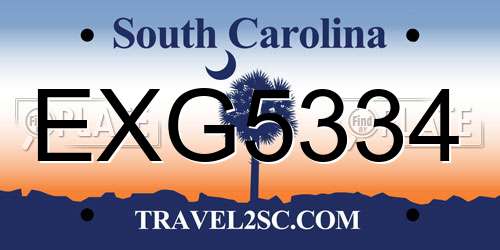 EXG5334 South Carolina License Plate