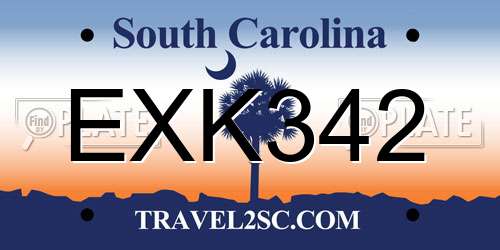 EXK342 South Carolina License Plate