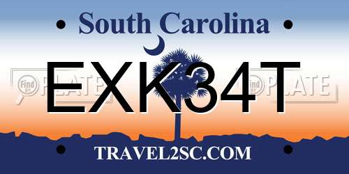 EXK34T South Carolina License Plate