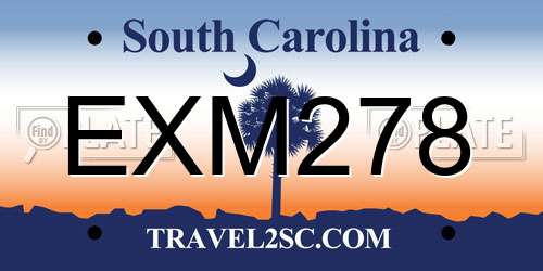 EXM278 South Carolina License Plate