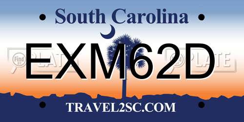 EXM62D South Carolina License Plate