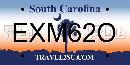 EXM62O South Carolina License Plate