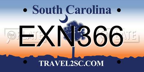 EXN366 South Carolina License Plate