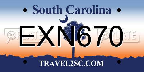 EXN670 South Carolina License Plate