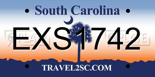 EXS1742 South Carolina License Plate