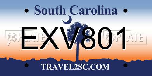 EXV801 South Carolina License Plate