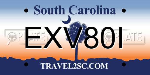 EXV80I South Carolina License Plate