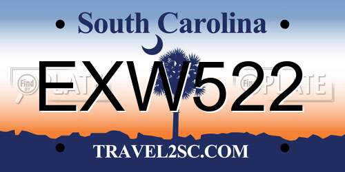EXW522 South Carolina License Plate
