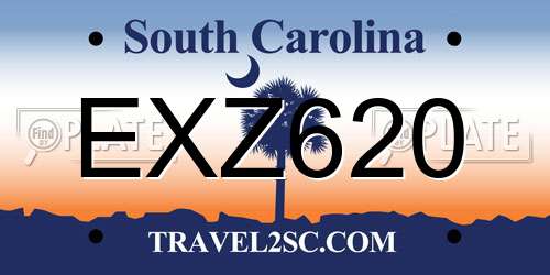 EXZ620 South Carolina License Plate