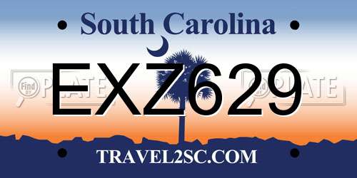 EXZ629 South Carolina License Plate