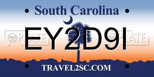 EY2D9I South Carolina License Plate