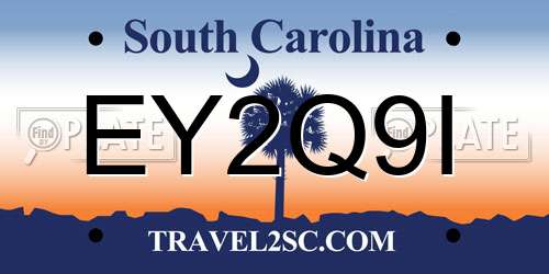 EY2Q9I South Carolina License Plate