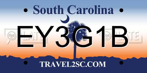 EY3G1B South Carolina License Plate