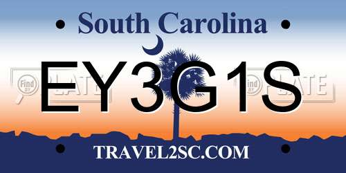 EY3G1S South Carolina License Plate