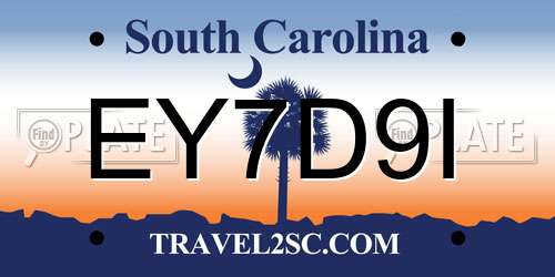 EY7D9I South Carolina License Plate