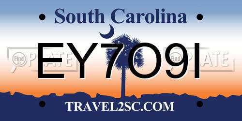 EY7O9I South Carolina License Plate