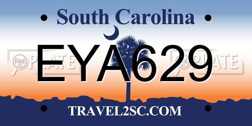 EYA629 South Carolina License Plate