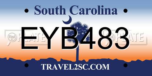 EYB483 South Carolina License Plate