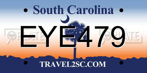 EYE479 South Carolina License Plate