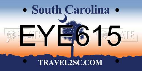 EYE615 South Carolina License Plate