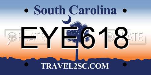 EYE618 South Carolina License Plate