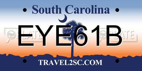 EYE61B South Carolina License Plate