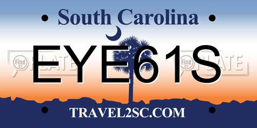 EYE61S South Carolina License Plate