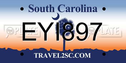 EYI897 South Carolina License Plate