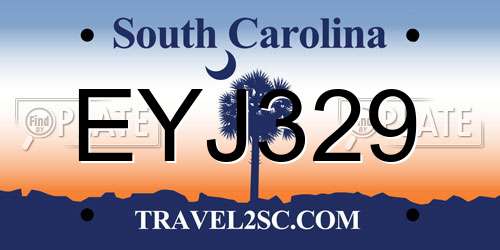 EYJ329 South Carolina License Plate