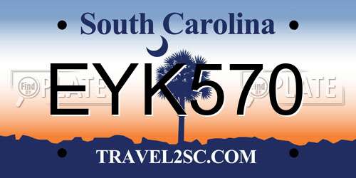 EYK570 South Carolina License Plate