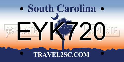 EYK720 South Carolina License Plate