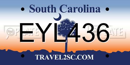 EYL436 South Carolina License Plate