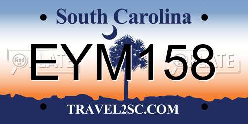 EYM158 South Carolina License Plate