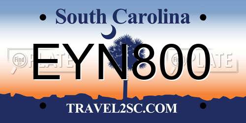 EYN800 South Carolina License Plate