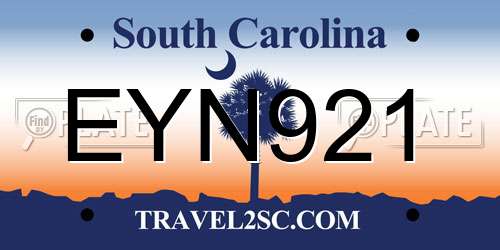 EYN921 South Carolina License Plate