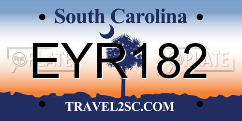 EYR182 South Carolina License Plate