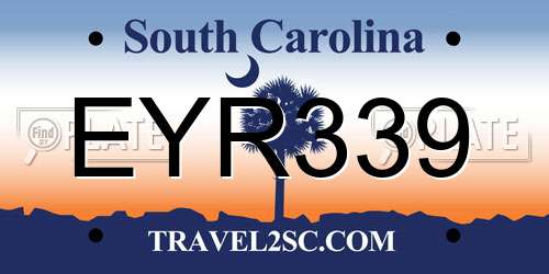 EYR339 South Carolina License Plate