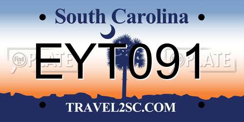 EYT091 South Carolina License Plate