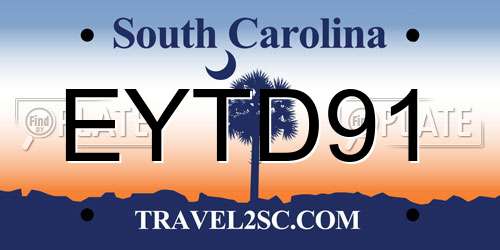 EYTD91 South Carolina License Plate