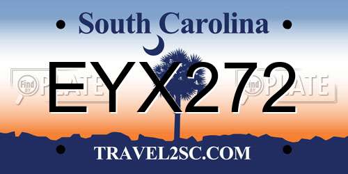EYX272 South Carolina License Plate